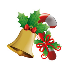 Poster - cane with bell christmas decoration vector illustration design