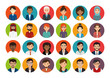 bundle with set of face business people vector illustration design