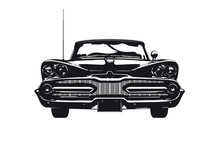 Vintage American Car From 1959 Front View Silhouette Vector Illustration