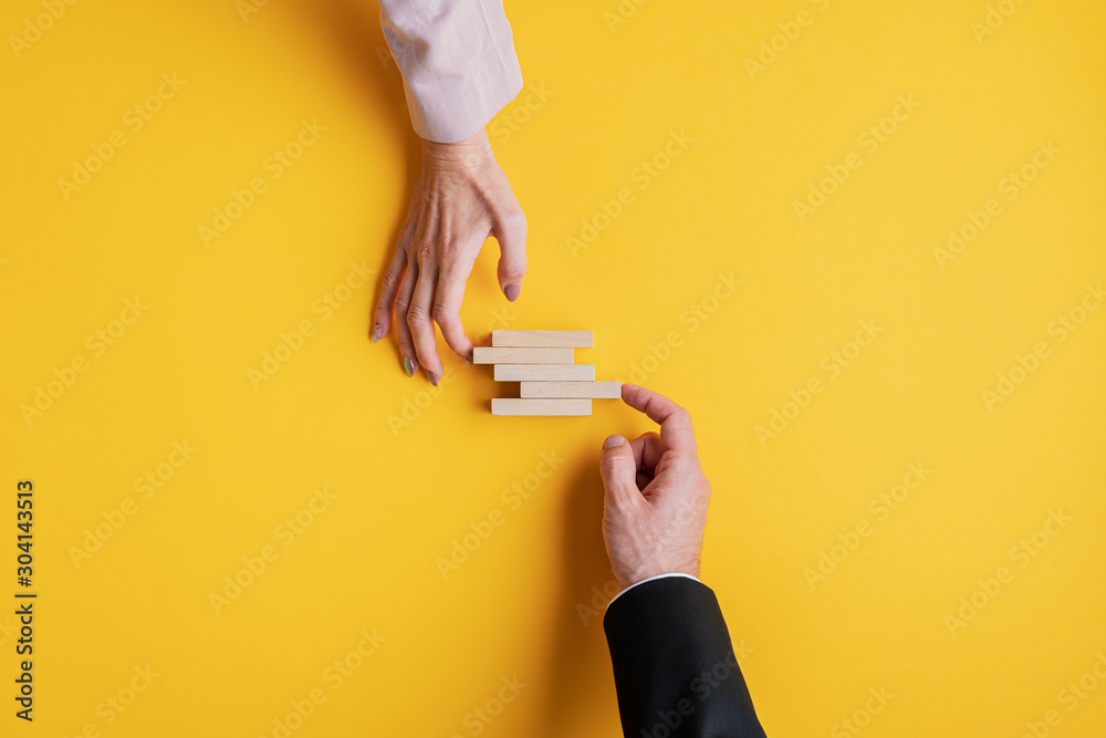 Conceptual image of business stability and teamwork - obrazy, fototapety, plakaty 