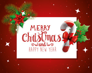 poster of merry christmas and happy new year with decoration vector illustration design