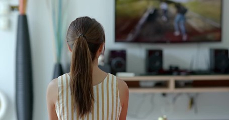 Poster - Woman watch tv at home