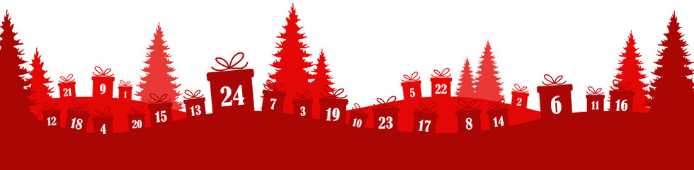 Wall Mural - advent calendar 1 to 24 on christmas presents