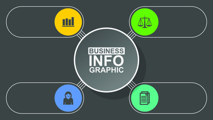 Poster - Business presentation, circular infographic template, web diagram in 4 options, vector illustration in eps 10