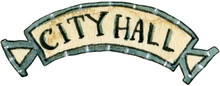 Watercolor Hand Drawn City Hall Sign Nameplate