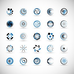 Abstract Circle Icon Set. Vector Isolated On Gray. Abstract Circle For Company Symbol, Dot Logo, Technology Icon And Element Design.Creative Circle Icons For Dot And Tech Logo. Abstract Round Template