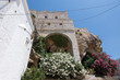 Wall on  a cliff in Apiranthos, the marble village in Naxos, Greece