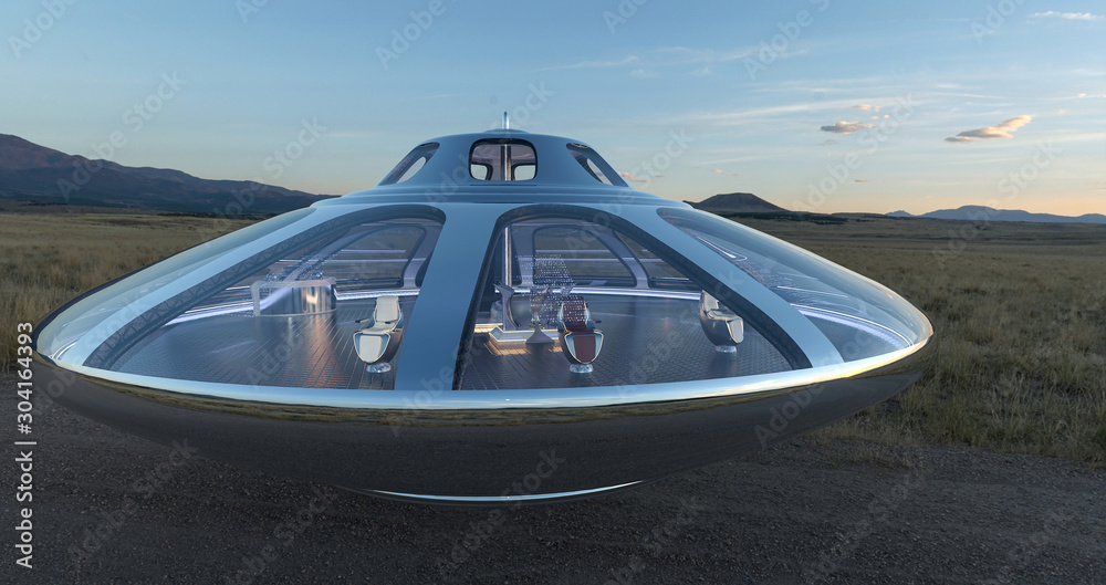 ufo space ship parked Stock Illustration | Adobe Stock