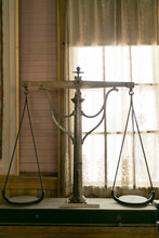 Antique Scales In Old Mining Town