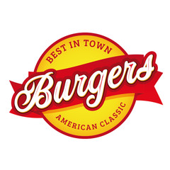 Wall Mural - Vintage Burgers sign lettering stamp