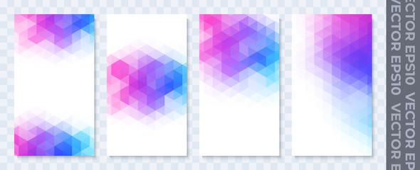 Poster - Set of banners for instagram stories. Geometric texture from triangles. Bright fun colors. Stock vector illustration.