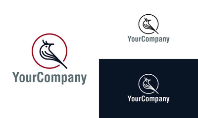 Aufkleber - Linear bird logo design template. Simple minimalist template graphic illustration. Creative vector emblem, for icon or design concept.