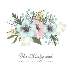 Floral border background - pink and mint green flower pattern