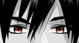 Fototapeta  - face young man monochrome anime style character