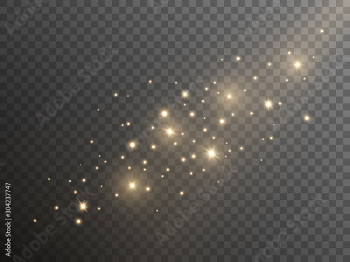 Fotografía Shining gold dust on transparent background