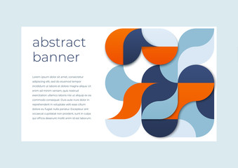 Wall Mural - abstract banner template of geometric radial shapes in blue and red colors with place for text. vect