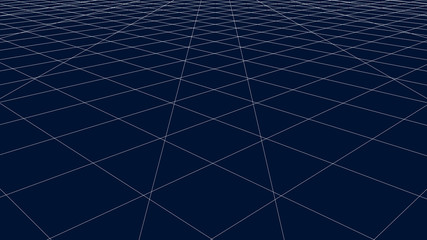 Poster - Vector perspective curved grid. Detailed lines on dark background.