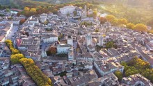 Amazing Aerial Morning View Over Uzès Gard Department Gallo Roman City South Of France
