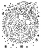 Christmas Mandala Coloring Page. Adult Coloring Book. Holiday Decore, Balls And Snowflake. Hand Drawn Vector Illustration.