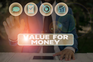 Poster - Conceptual hand writing showing Value For Money. Concept meaning reference to something is well worth the money spent on it