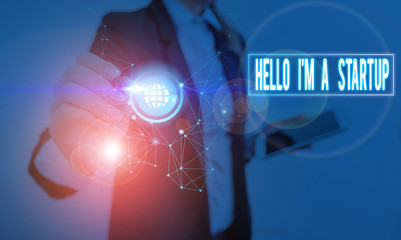 Poster - Handwriting text writing Hello I M A Startup. Conceptual photo Entrepreneur starting business Presenting New project