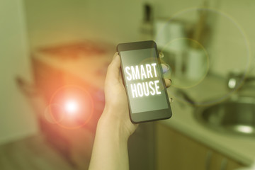 Poster - conceptual hand writing showing smart house. concept meaning homes that have electronic devices and 
