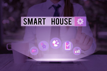 Poster - handwriting text writing smart house. conceptual photo homes that have electronic devices and contro