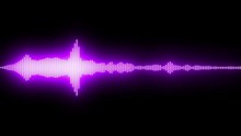 Purple Song Recording Glowing Radio Frequency Wave On A Black Background - Looped