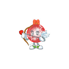 Wall Mural - Red christmas ball cartoon with cupid mascot