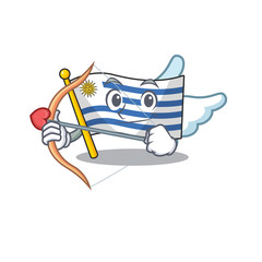 Wall Mural - Cupid cartoon flag uruguay in with mascot