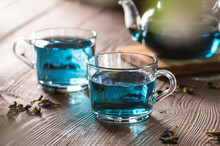 Organic Butterfly Pea Blue Tea In A Cup