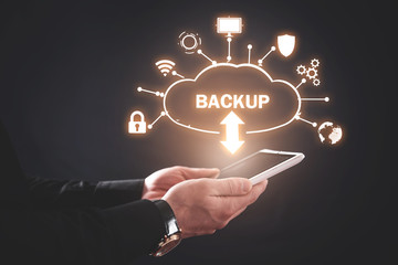 Wall Mural - data backup. cloud download. internet, technology