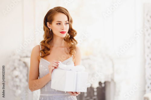 Beautiful Girl Makeup And Hair Styling In Silver Dress Dreams With