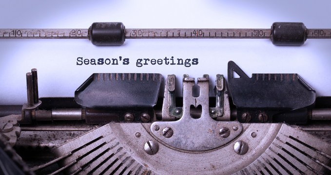 Season's greetings, written on an old typewriter