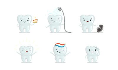 Canvas Print - Cartoon Teeth Characters Collection. Teeth Medical Treatment Concept