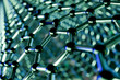 © Production Perig - Graphene molecular nano technology structure on a green background - 3d rendering