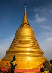  pagoda view of Wat Saket Ratcha Wora Maha Wihan (Wat Phu Khao Thong, Golden Mount temple), a popular Bangkok tourist attraction, Thailand