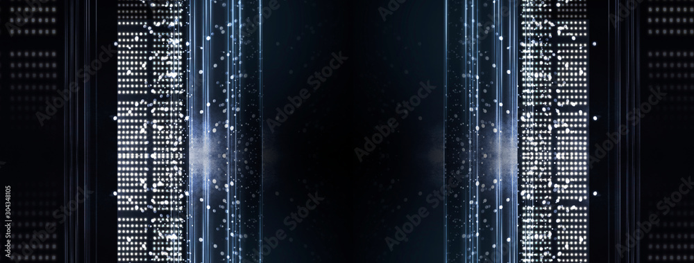 Background of empty show scene. Empty dark modern abstract neon background. Glow of neon lights on an empty stage, diodes, rays and lines. Lights of the night city. - obrazy, fototapety, plakaty 