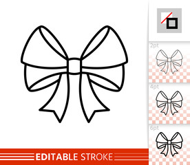 Wall Mural - Bow ribbon gift decor single thin line vector icon