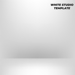 Wall Mural - White studio template. Vector abstract mock up 3D stage background.