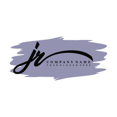 JR handwritten logo vector template. with a gray paint background, and an elegant logo design