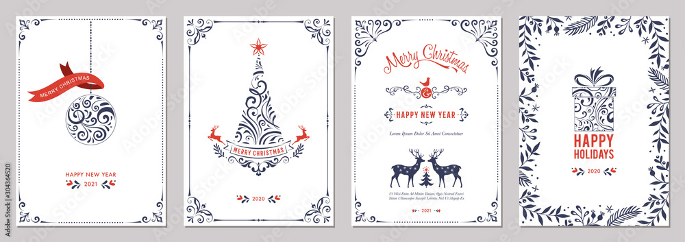 Business and Corporate Holiday Cards. - obrazy, fototapety, plakaty 