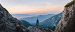 Leinwandbild Motiv Breathtaking Views From Mangart Peak at Stunning Sunrise. Peaks Above Clouds.