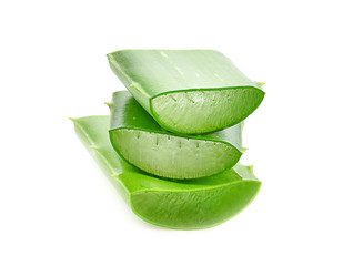 Wall Mural - Aloe vera slice on white background