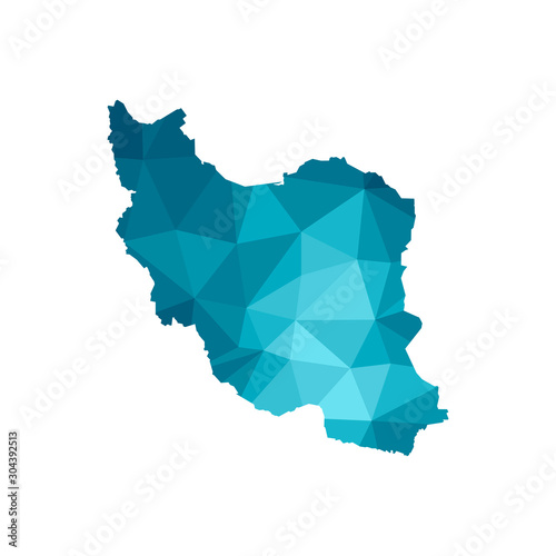 Fototapeta na szkło Wektor na białym tle ikona ilustracja z uproszczoną niebieską sylwetkę mapy Islamskiej Republiki Iranu. Wieloboczny styl geometryczny, trójkątne kształty. białe tło