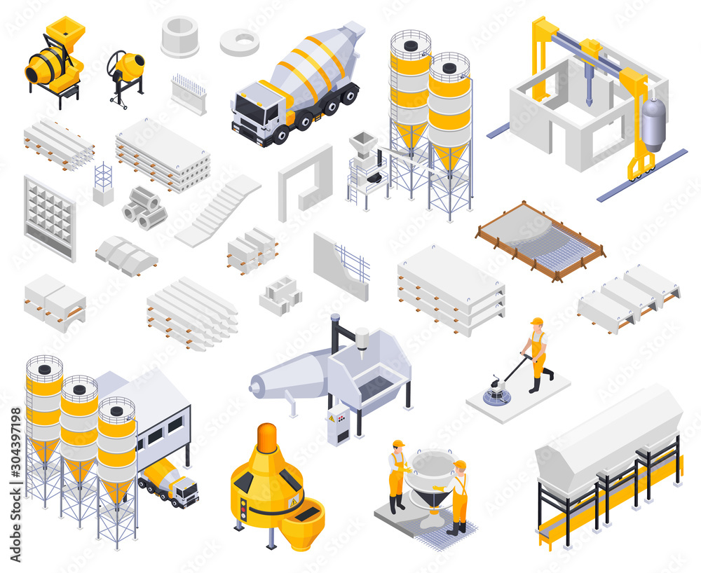 Concrete Production Icons Collection - obrazy, fototapety, plakaty 
