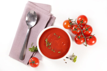 Sticker - tomato soup isolated on white background