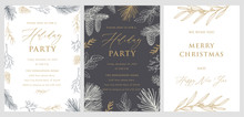 Holiday Party Invitation. Christmas Greeting Card. Hand Drawn Vector