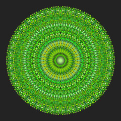 Poster - Green flower mandala ornament - circular abstract vector design element