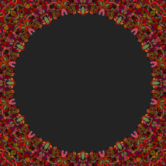 Poster - circular floral frame ornament - vector background design with blank black space in the middle